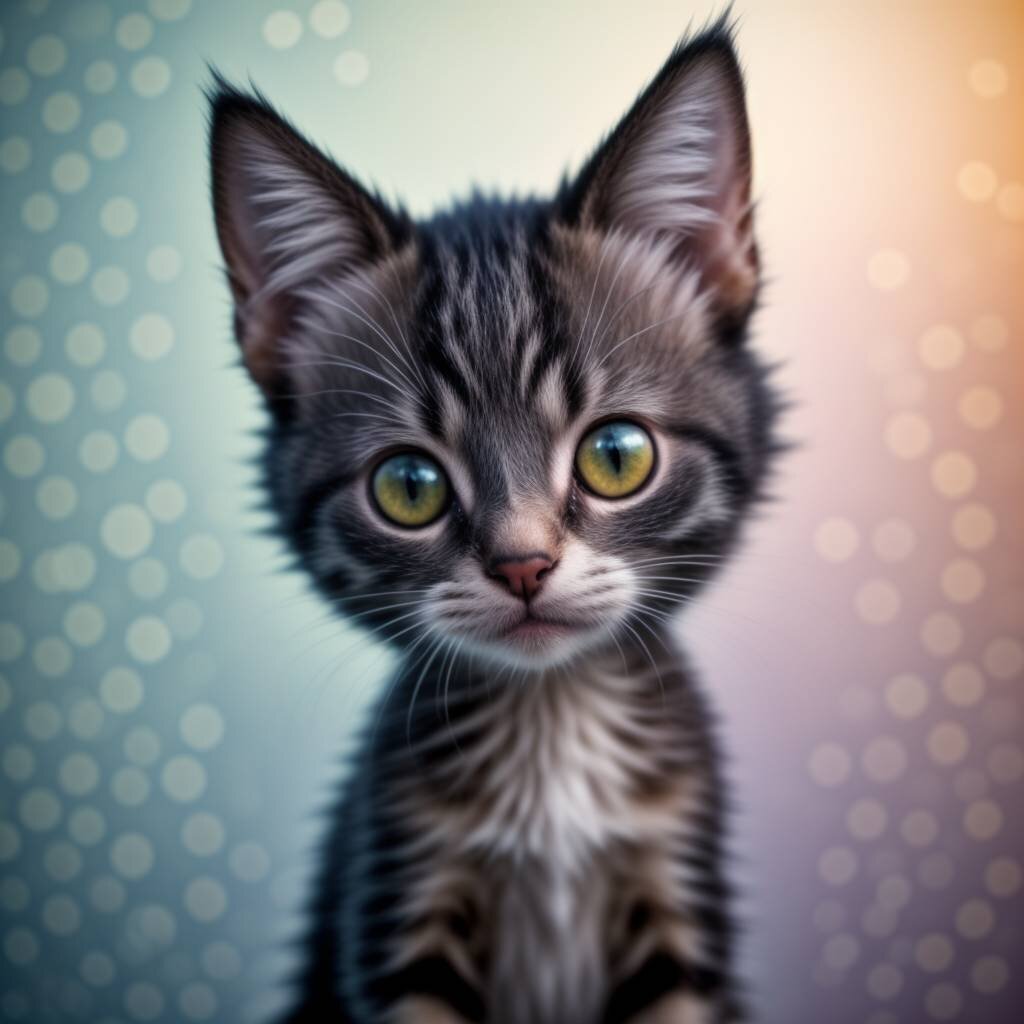 Милый котик на зеленом фоне