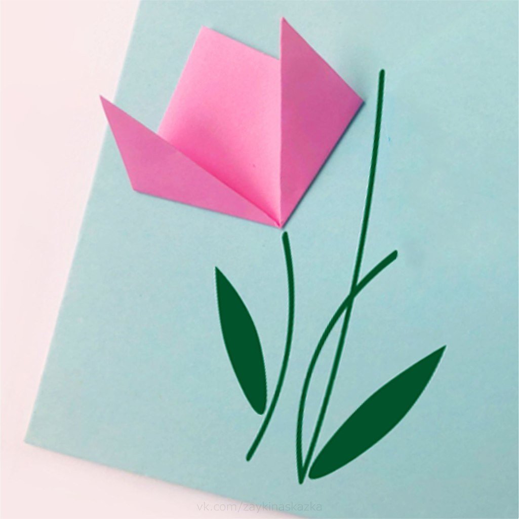 Тюльпан оригами из бумаги своими руками