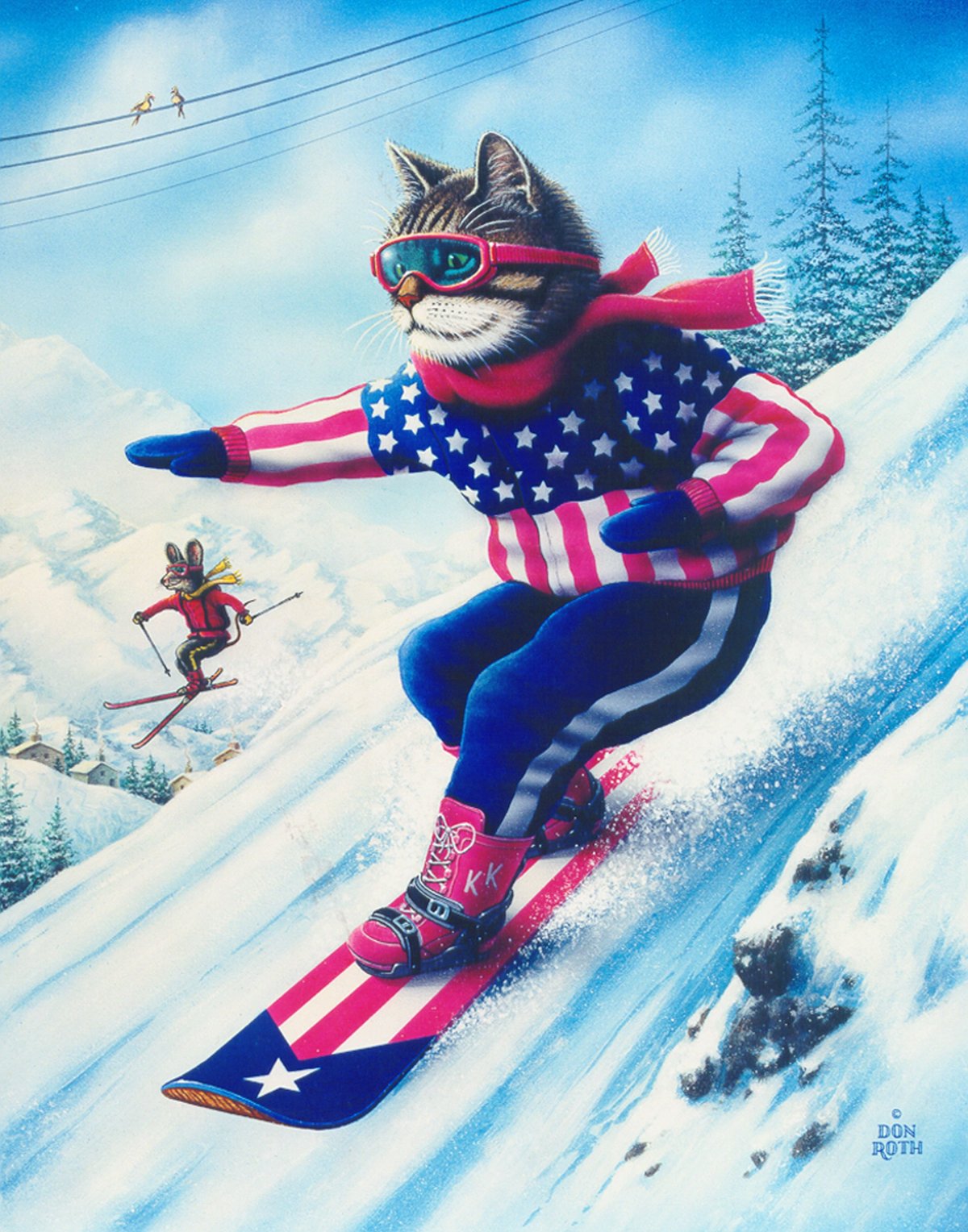 Кот на лыжах